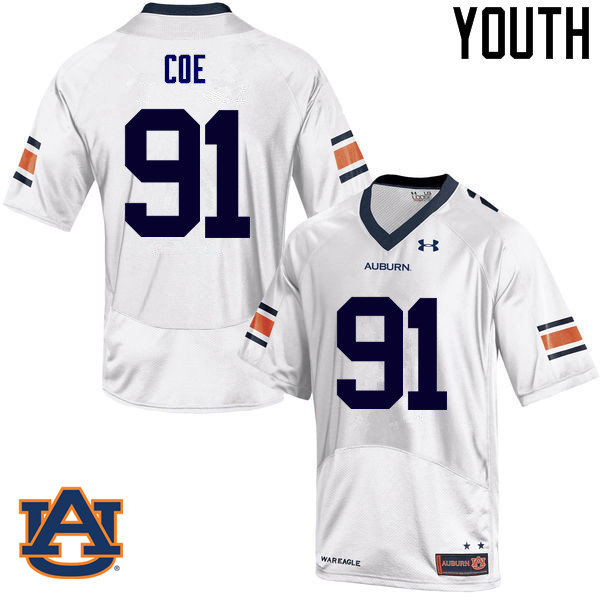 Youth Auburn Tigers #91 Nick Coe College Football Jerseys Sale-White
